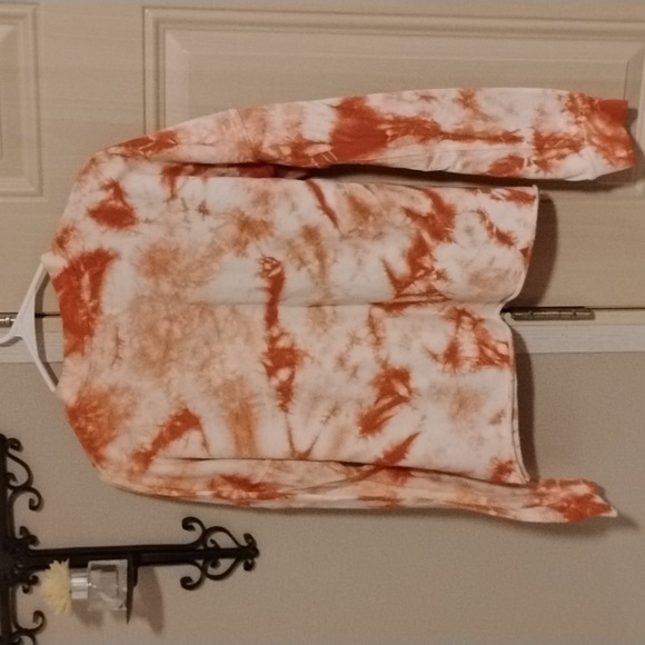 NWT Elan Oversized Copper-Colored Tie-Dye Semi-Cropped Crewneck Sweatshirt Small - Picture 2 of 6